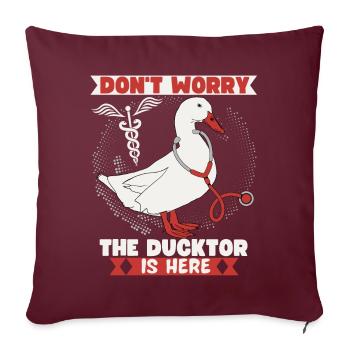 Arzt Witz, Comic Ente, lustiger Doktor Spruch, Pun - Sofakissenbezug 45 x 45 cm - Burgunderrot - Vorne