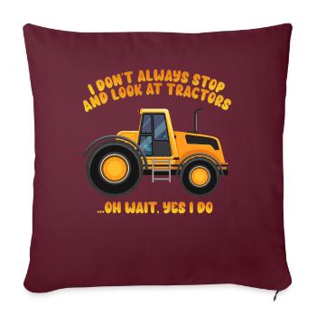 Je ne m’arrête pas toujours pour regarder les tracteurs - Housse de coussin décorative 45 x 45 cm - bordeaux - Devant