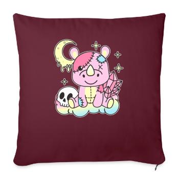 Kawaii Gothique Rhinocéros Pastel Goth - Housse de coussin décorative 45 x 45 cm - bordeaux - Devant