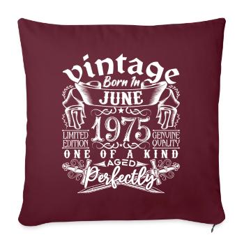 1975 Juin 1975 anniversaire June 1975 Juin - Housse de coussin décorative 45 x 45 cm - bordeaux - Devant