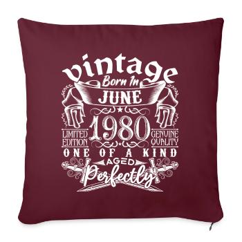 1980 Juin 1980 anniversaire June 1980 Juin - Housse de coussin décorative 45 x 45 cm - bordeaux - Devant