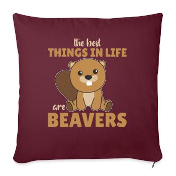 Les meilleures choses de la vie sont les castors Castors mignons - Housse de coussin décorative 45 x 45 cm - bordeaux - Devant