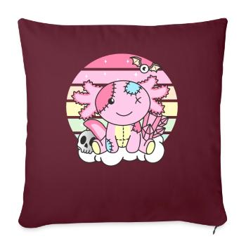 Kawaii Gothique Axolotl Pastel Goth - Housse de coussin décorative 45 x 45 cm - bordeaux - Devant