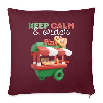 Camion distributeur de pizza, Camion à pizza 3d, Nourriture de rue - Housse de coussin décorative 45 x 45 cm - bordeaux - Devant