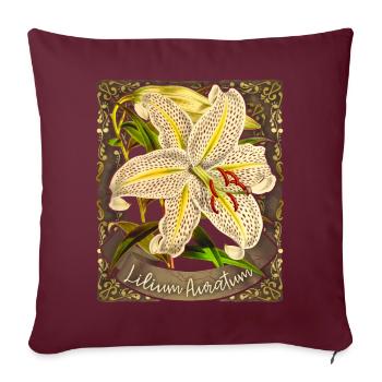Lys vintage, Lys tigre, Illustration botanique - Housse de coussin décorative 45 x 45 cm - bordeaux - Devant