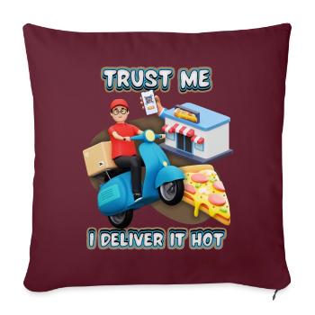 livraison de pizza, livraison de nourriture, service de livraison de pizza - Housse de coussin décorative 45 x 45 cm - bordeaux - Devant