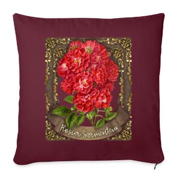 Antike Rose, botanische Rose, Vintage Rosen - Sofakissenbezug 45 x 45 cm - Burgunderrot - Vorne