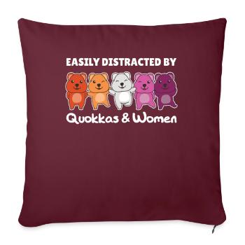 Drapeau Lesbien Pride LGBTQ Mignon Quokka - Housse de coussin décorative 45 x 45 cm - bordeaux - Devant