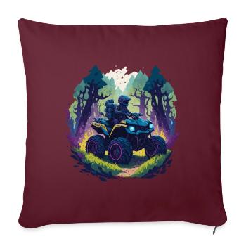 Offroad Quad Race Forest Illustration de bande dessinée - Housse de coussin décorative 45 x 45 cm - bordeaux - Devant