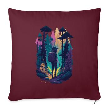 Wald Wandern Natur Hiking Design Illustration - Sofakissenbezug 45 x 45 cm - Burgunderrot - Vorne