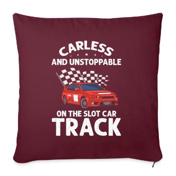 Dicton de piste vintage pour la course de voitures jouets - Housse de coussin décorative 45 x 45 cm - bordeaux - Devant