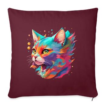 Chat amoureux Cat Design Cat Cat Animal - Housse de coussin décorative 45 x 45 cm - bordeaux - Devant