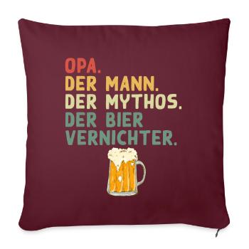 Opa - Bierliebhaber Lustiger Spruch Design - Sofakissenbezug 45 x 45 cm - Burgunderrot - Vorne
