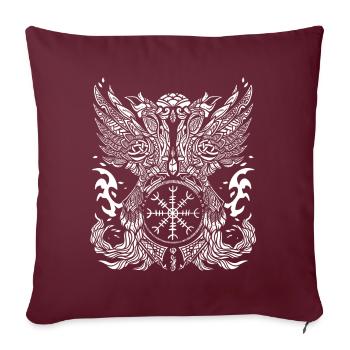 Odin Corbeau Hugin Munin Aegishjalmur Runes vikings - Housse de coussin décorative 45 x 45 cm - bordeaux - Devant