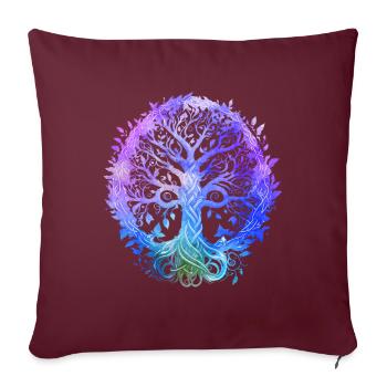 Yoga Meditation mit spirituellem Baum des Lebens - Sofakissenbezug 45 x 45 cm - Burgunderrot - Vorne