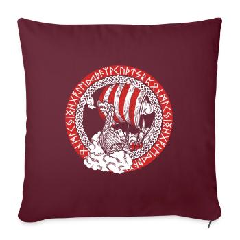 Viking Ship Runes Voilier Capitaine de bateau - Housse de coussin décorative 45 x 45 cm - bordeaux - Devant