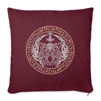 Fenris Wolf Vikings Nœuds celtiques Fenrir Runes - Housse de coussin décorative 45 x 45 cm - bordeaux - Devant