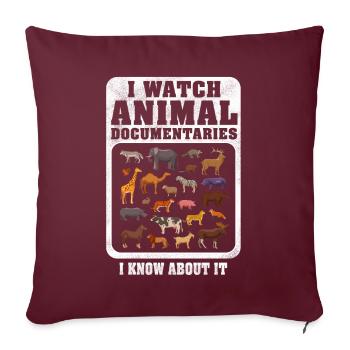 Je regarde des documentaires animaliers zoo animaux sauvages - Housse de coussin décorative 45 x 45 cm - bordeaux - Devant