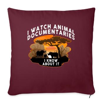 Je regarde des documentaires animaliers zoo animaux sauvages - Housse de coussin décorative 45 x 45 cm - bordeaux - Devant