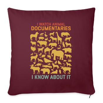 Je regarde des documentaires animaliers zoo animaux sauvages - Housse de coussin décorative 45 x 45 cm - bordeaux - Devant