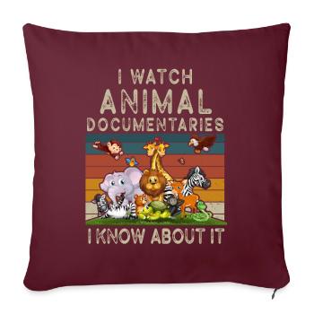 Je regarde des documentaires animaliers zoo animaux sauvages - Housse de coussin décorative 45 x 45 cm - bordeaux - Devant