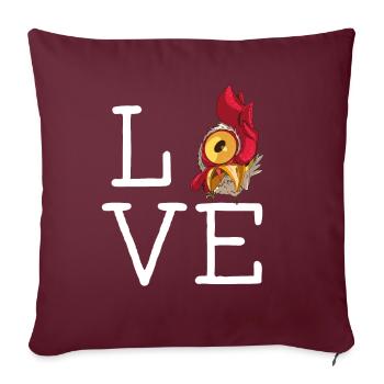 Drôle de conception de poulet d’amour avec des poulets drôles - Housse de coussin décorative 45 x 45 cm - bordeaux - Devant