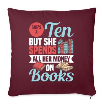 Conception d’amateurs de livres avec des livres pour la littérature - Housse de coussin décorative 45 x 45 cm - bordeaux - Devant