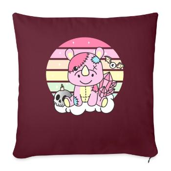 Kawaii Gothique Rhinocéros Pastel Goth - Housse de coussin décorative 45 x 45 cm - bordeaux - Devant