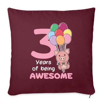 Cochon pour les enfants de trois ans - Housse de coussin décorative 45 x 45 cm - bordeaux - Devant