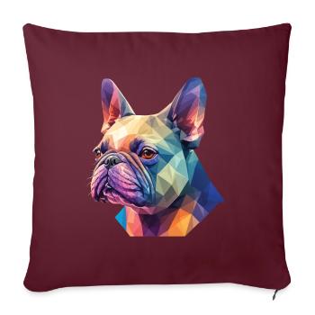 Conception de chiens de chien bouledogue français - Housse de coussin décorative 45 x 45 cm - bordeaux - Devant