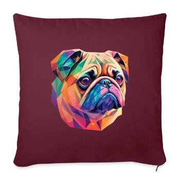 Pug Dog Polygon Art Geometric Pug Dogs - Housse de coussin décorative 45 x 45 cm - bordeaux - Devant
