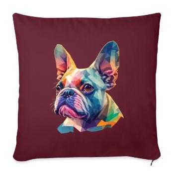 Chien bouledogue français drôle de chiens Art - Housse de coussin décorative 45 x 45 cm - bordeaux - Devant