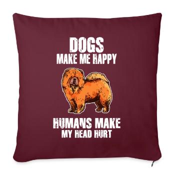Les chiens me rendent heureux humain me font mal à la tête Doglove - Housse de coussin décorative 45 x 45 cm - bordeaux - Devant