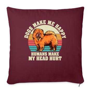Les chiens me rendent heureux humain me font mal à la tête Doglove - Housse de coussin décorative 45 x 45 cm - bordeaux - Devant