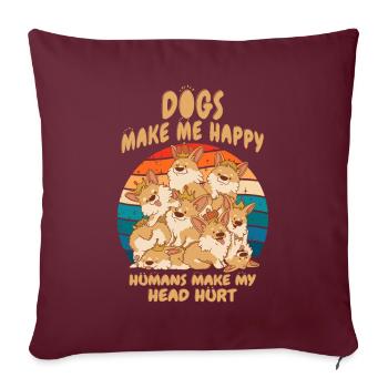 Les chiens me rendent heureux humain me font mal à la tête Doglove - Housse de coussin décorative 45 x 45 cm - bordeaux - Devant