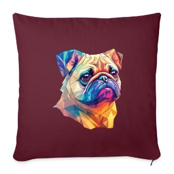 Polygon Kunst Mops Hund Design Hunde Liebhaber - Sofakissenbezug 45 x 45 cm - Burgunderrot - Vorne
