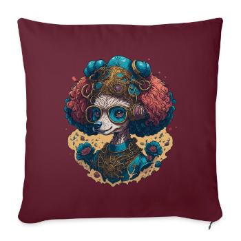 Caniche Steampunk - Rétro Mécanicien Chien Pet - Housse de coussin décorative 45 x 45 cm - bordeaux - Devant