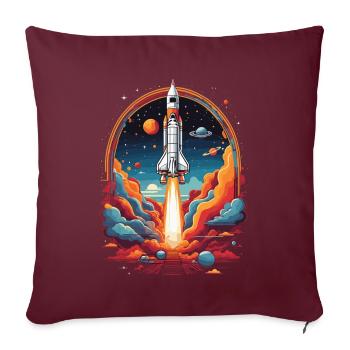 Astronaut Rocket Launch Space Cartoon Rocket - Housse de coussin décorative 45 x 45 cm - bordeaux - Devant