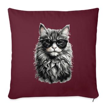Chat de forêt norvégien Chat frais et animal de compagnie - Housse de coussin décorative 45 x 45 cm - bordeaux - Devant