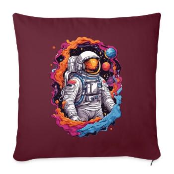 Astronautes de l’espace conçoivent des étoiles et des planètes - Housse de coussin décorative 45 x 45 cm - bordeaux - Devant