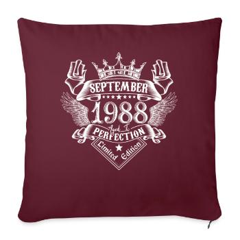 Septembre 1988 | Septembre 1988 anniversaire 1988 - Housse de coussin décorative 45 x 45 cm - bordeaux - Devant