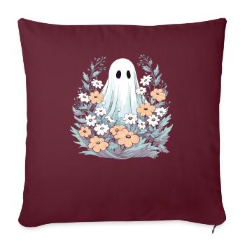 Halloween Groovy Ghost Hippie Fleurs Vintage - Housse de coussin décorative 45 x 45 cm - bordeaux - Devant