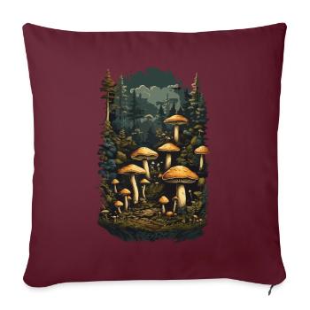 Vintage Magic Mushrooms Goa Trance Music Night - Housse de coussin décorative 45 x 45 cm - bordeaux - Devant