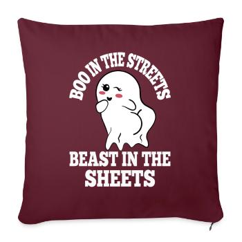 Boo Dans Les Rues Bête Dans Les Draps Ludique - Housse de coussin décorative 45 x 45 cm - bordeaux - Devant