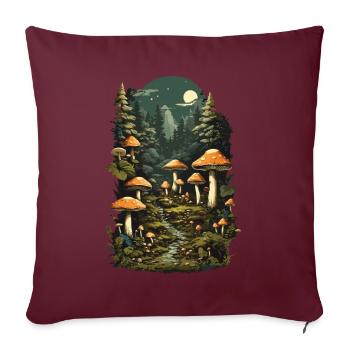 Magic mushroom night un design de cueilleur de champignons rétro - Housse de coussin décorative 45 x 45 cm - bordeaux - Devant