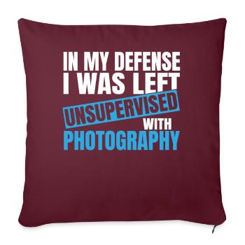Pour ma défense, on m’a laissé sans supervision la photographie - Housse de coussin décorative 45 x 45 cm - bordeaux - Devant