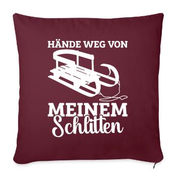 Schlitten Wintersport Rodel Rodler Schlittenfahrer - Sofakissenbezug 45 x 45 cm - Burgunderrot - Vorne
