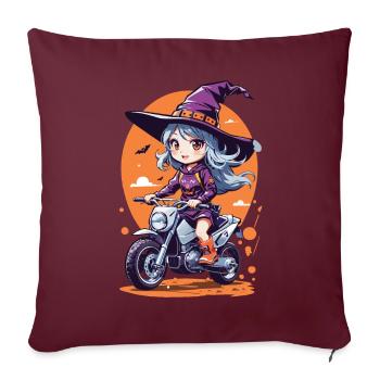 Anime Witch Biker Halloween Special - Housse de coussin décorative 45 x 45 cm - bordeaux - Devant