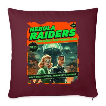 Nebula Raiders, années 50, bande dessinée des années 1950, espace - Housse de coussin décorative 45 x 45 cm - bordeaux - Devant