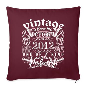 2012 Octobre 2012 anniversaire October 2012 - Housse de coussin décorative 45 x 45 cm - bordeaux - Devant
